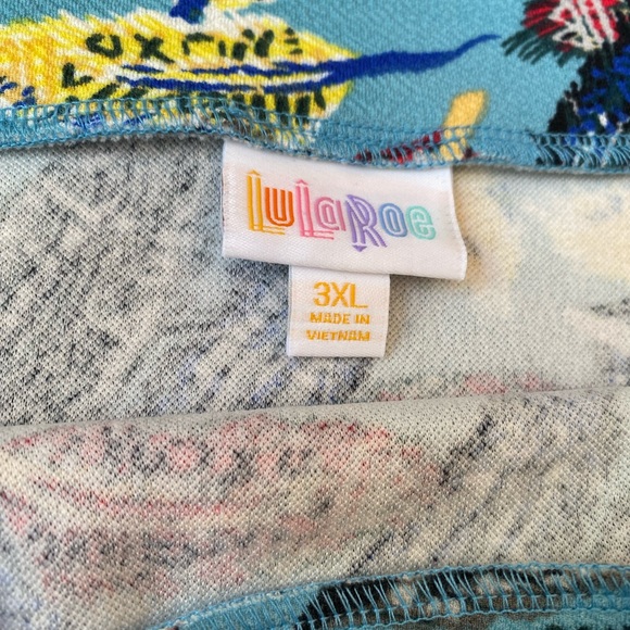Lularoe Cassie skirt, 3XL, NWT, feather, blue, yellow, black, red. - Picture 2 of 4